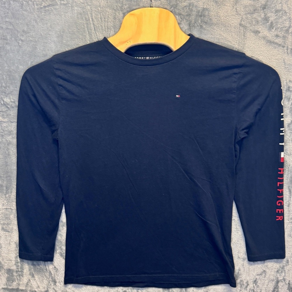 2157 | Tommy Hilfiger Logo Graphic Long Sleeve T-Shirt Navy Blue Boys XL 18/20